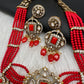 Victorian Kundan  Color Multi Layer  Beads Necklace - Coral