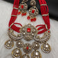 Victorian Kundan  Color Multi Layer  Beads Necklace - Coral