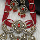 Victorian Kundan  Color Multi Layer  Beads Necklace - Coral
