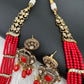 Victorian Kundan  Color Multi Layer  Beads Necklace - Coral
