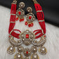 Victorian Kundan  Color Multi Layer  Beads Necklace - Coral