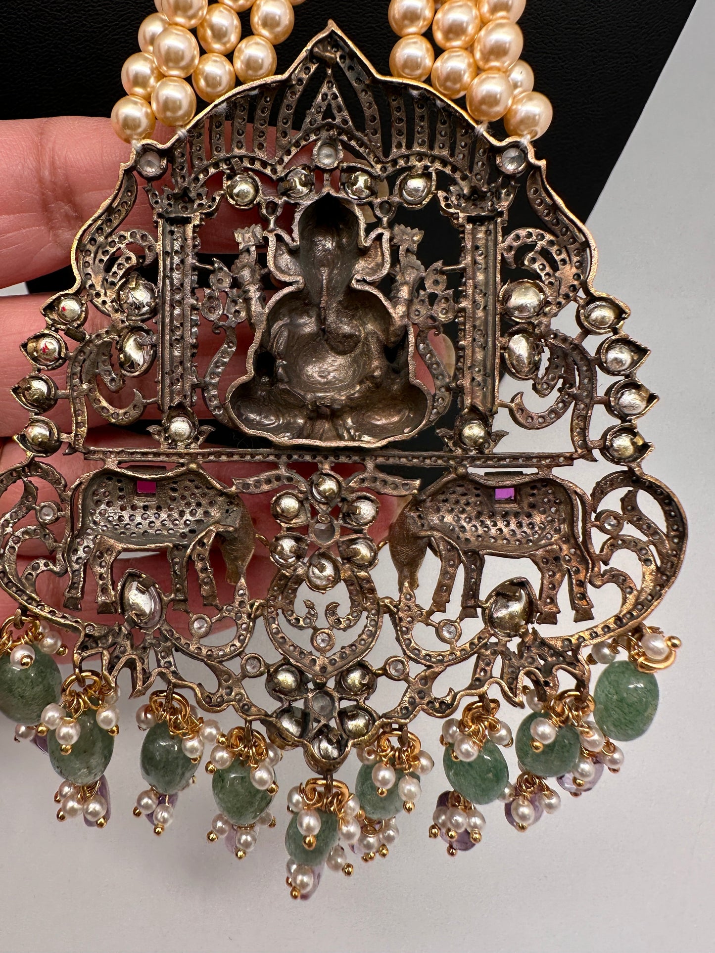 Ganesh Geru Finish Pearls Long Necklace