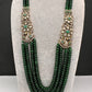 CZ Victorian Side Pendent Color Stone Beads Necklace - Green