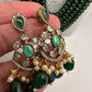 CZ Victorian Side Pendent Color Stone Beads Necklace - Green