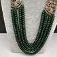 CZ Victorian Side Pendent Color Stone Beads Necklace - Green