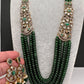 CZ Victorian Side Pendent Color Stone Beads Necklace - Green