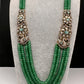 CZ Victorian Side Pendent Color Stone Beads Necklace - LightGreen