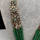 CZ Victorian Side Pendent Color Stone Beads Necklace - LightGreen