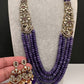 CZ Victorian Side Pendent Color Stone Beads Necklace - Purple
