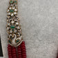 CZ Victorian Side Pendent Color Stone Beads Necklace - Red