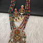 Moissanite Ganesha Pendent Color Stone Beads Necklace - Coral