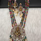 Moissanite Ganesha Pendent Color Stone Beads Necklace - Red