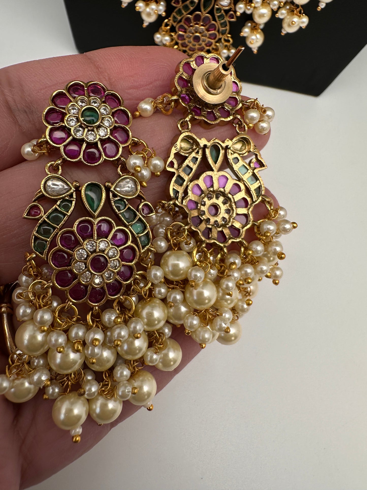 Kempu Pendent Green Beads Reani Haar Necklace