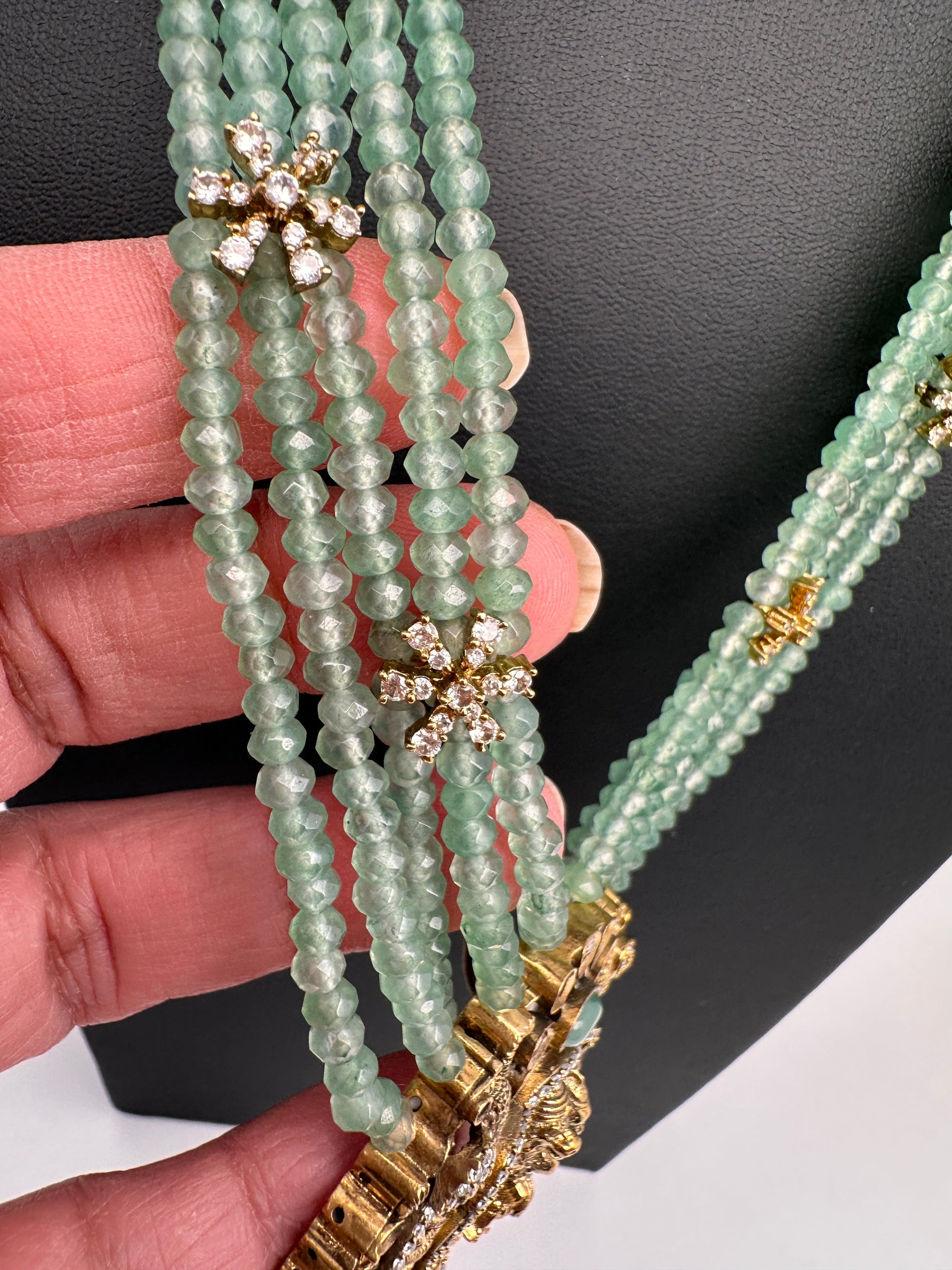 Lord Narsima Onyx Beads  Color Stone Long Necklace - LightGreen