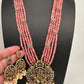 Lord Narsima Onyx Beads  Color Stone Long Necklace - pink