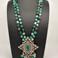 Doublet Stones Box Beads Color Stone Long Necklace - Green
