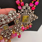 Doublet Stones Box Beads Color Stone Long Necklace - Pink