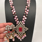 Doublet Stones Box Beads Color Stone Long Necklace - Pink