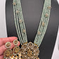 Victorian Dashavatar Beads Color Stone Long Necklace - LightGreen