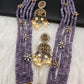 Victorian Dashavatar Beads Color Stone Long Necklace - Purple