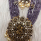 Victorian Dashavatar Beads Color Stone Long Necklace - Purple
