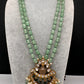 Peacock Color Stone Mehndi Finish Beads Long Necklace - LightGreen