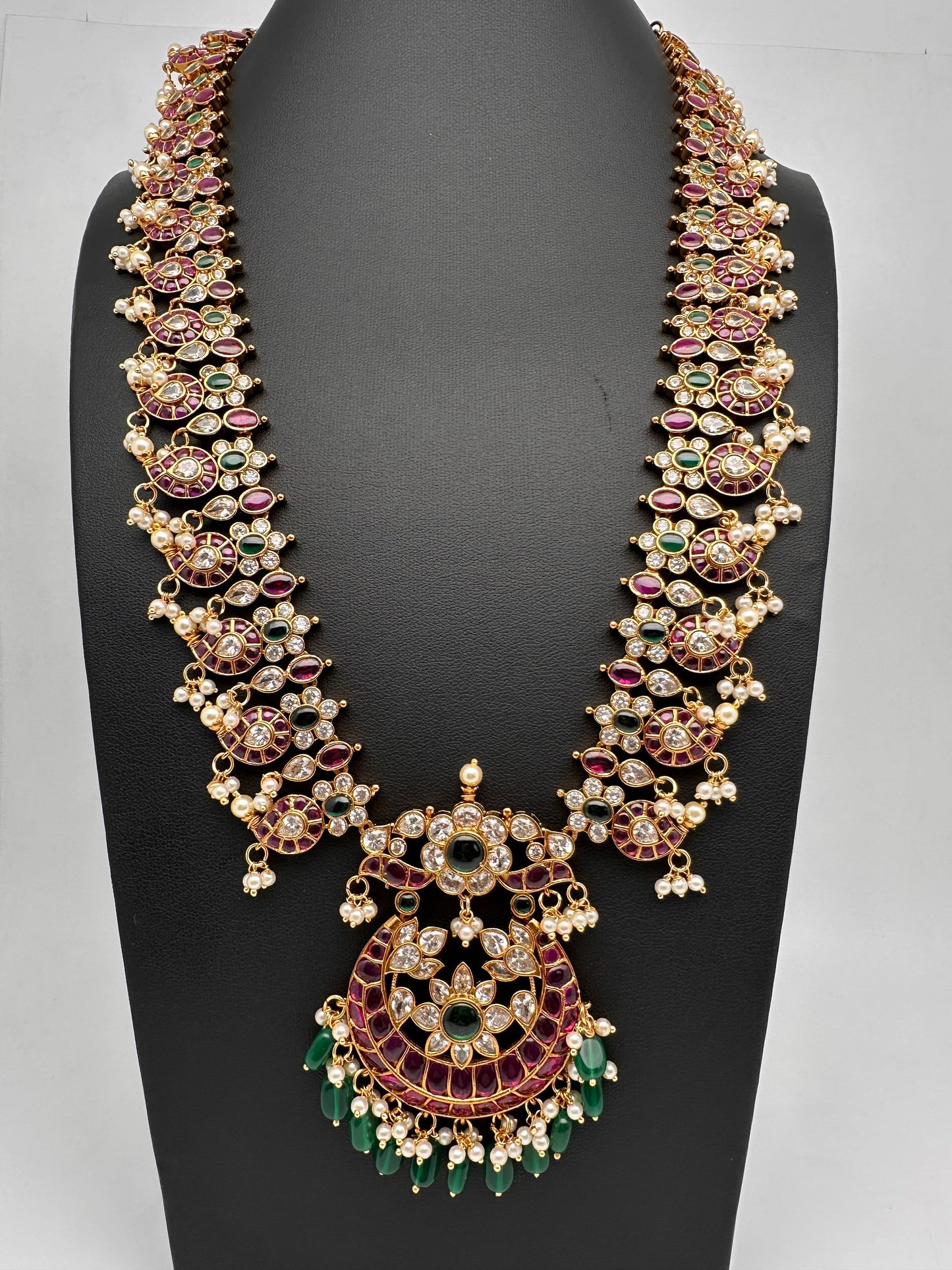 Kemp CZ Pearls Guttapusalu Long Necklace