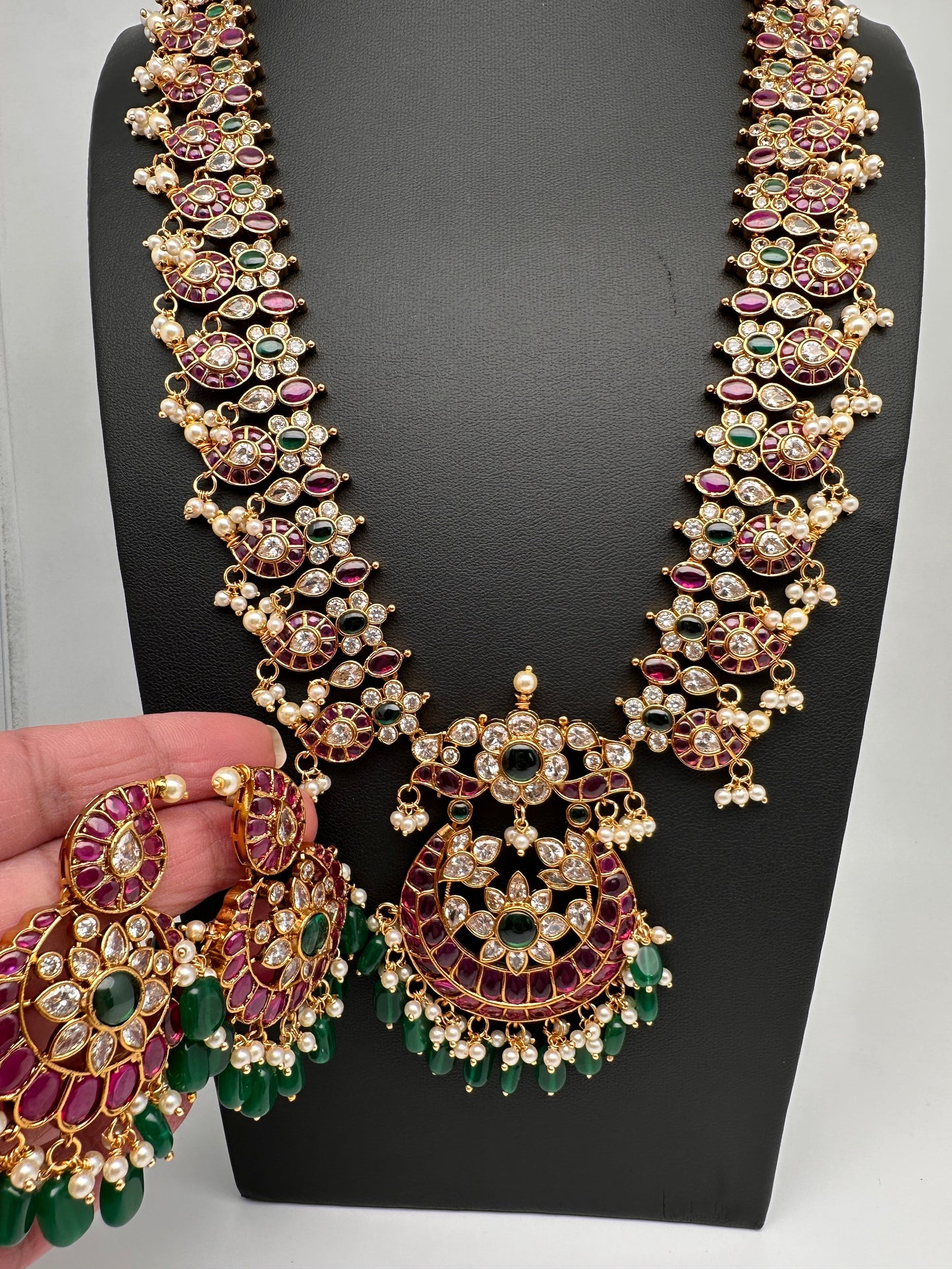 Kemp CZ Pearls Guttapusalu Long Necklace