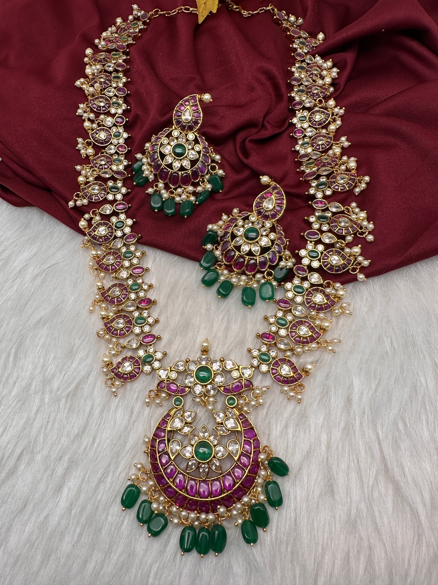 Kemp CZ Pearls Guttapusalu Long Necklace