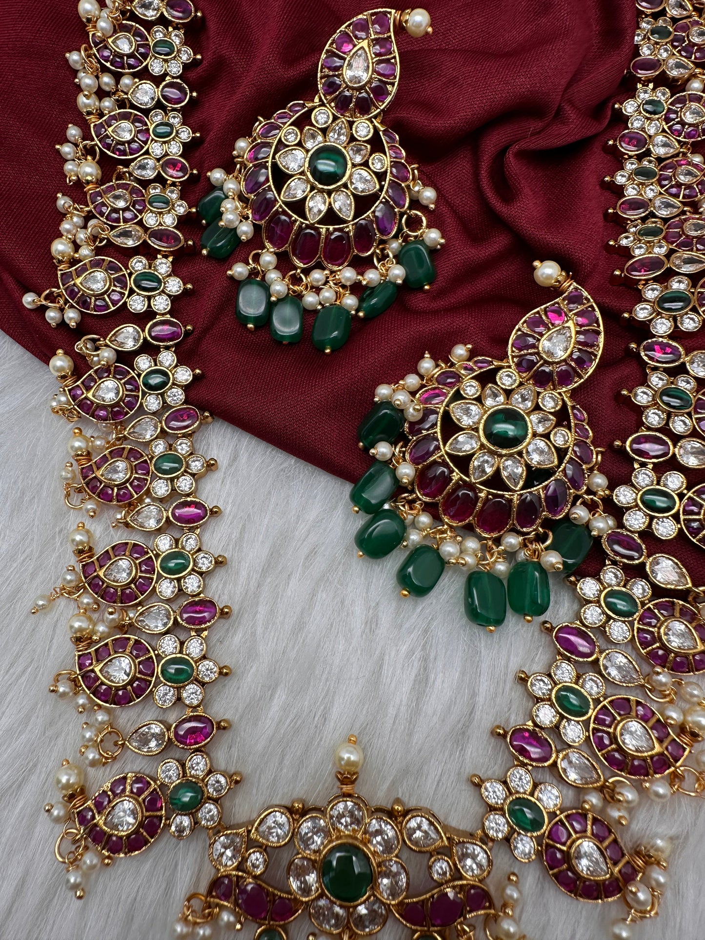 Kemp CZ Pearls Guttapusalu Long Necklace