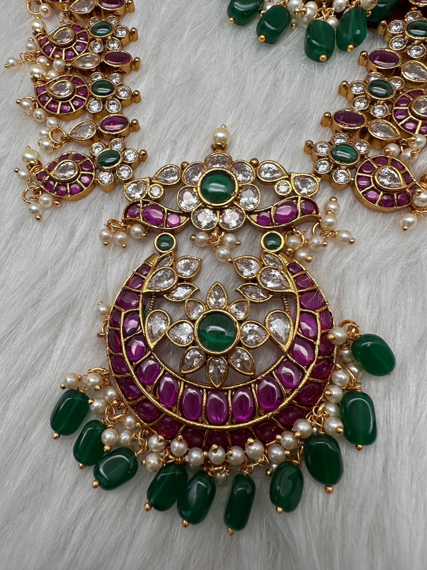 Kemp CZ Pearls Guttapusalu Long Necklace
