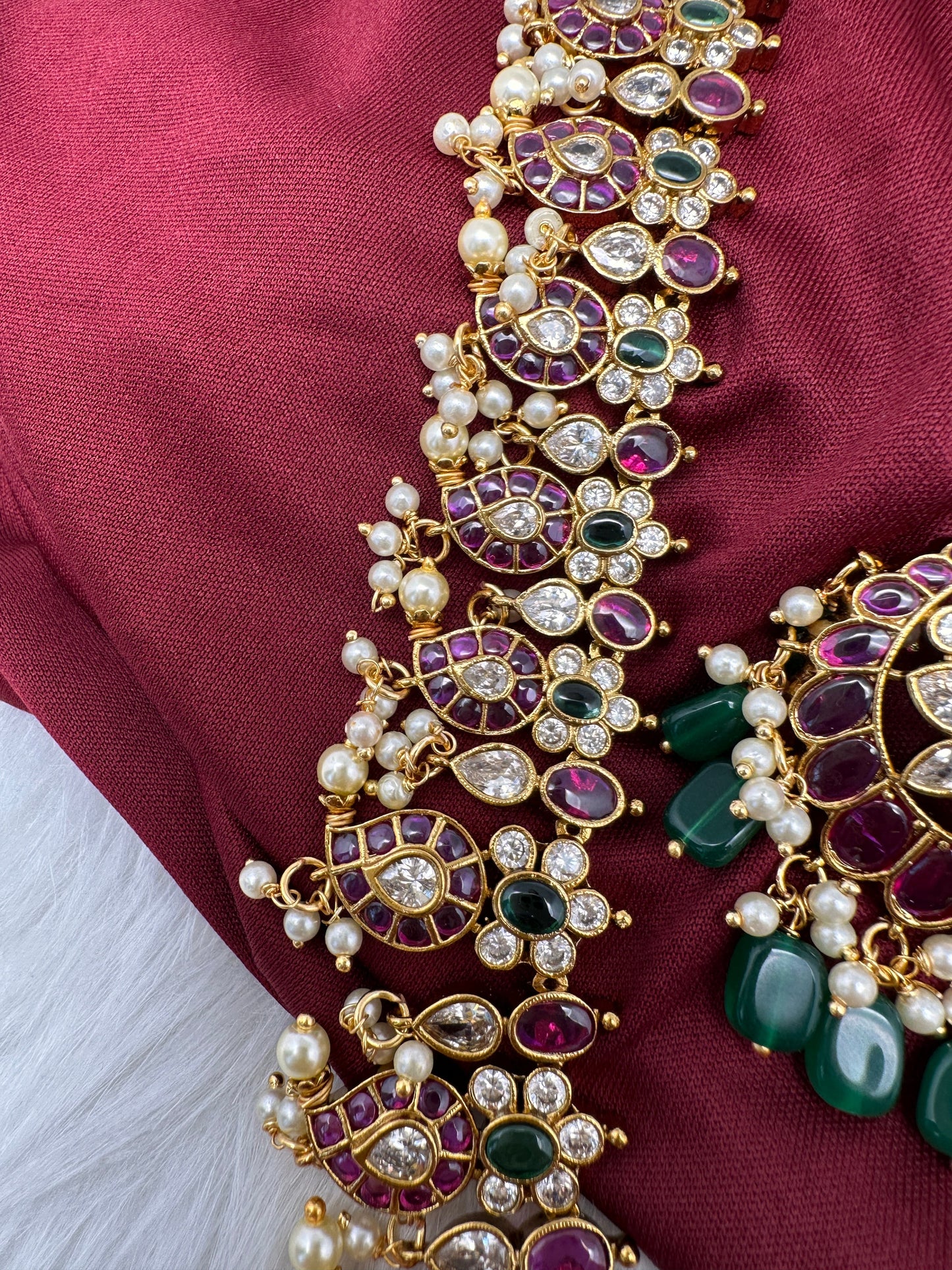 Kemp CZ Pearls Guttapusalu Long Necklace