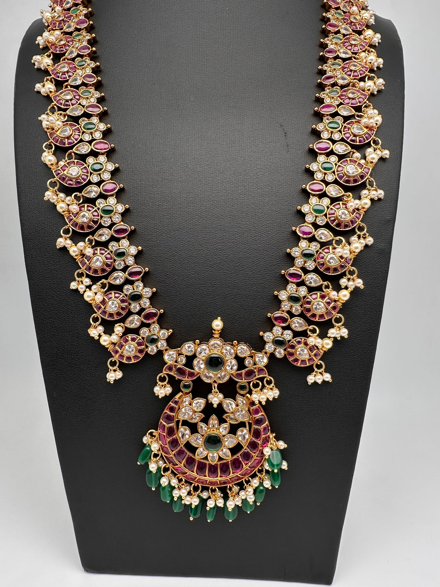 Kemp CZ Pearls Guttapusalu Long Necklace