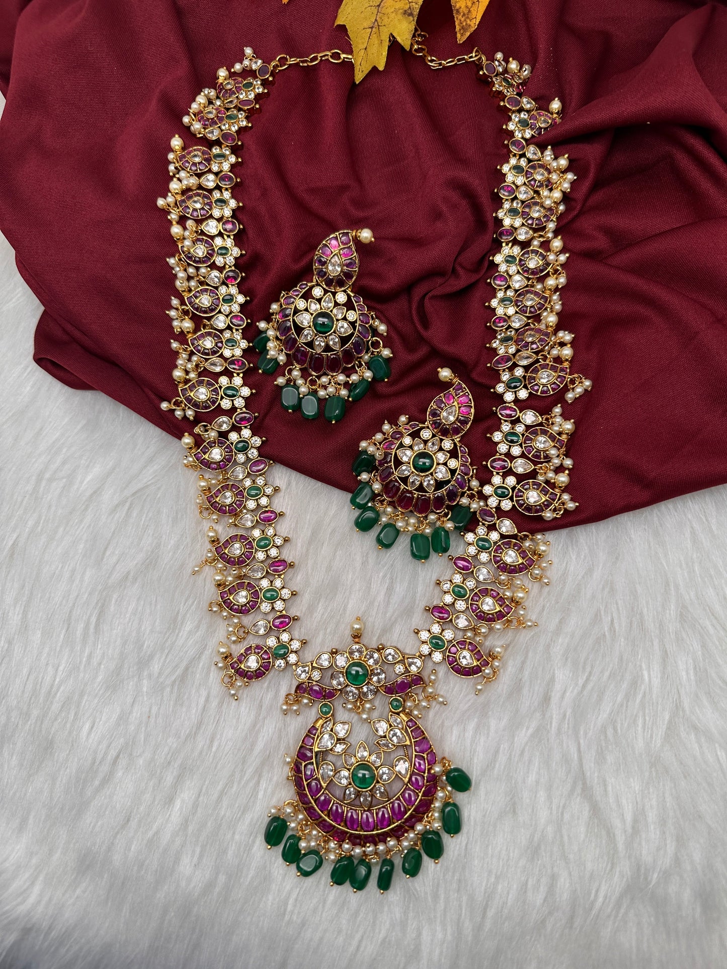 Kemp CZ Pearls Guttapusalu Long Necklace