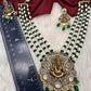Ganesha Geru Finish Beads Color Stone Necklace - Green