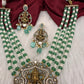 Ganesha Geru Finish Beads Color Stone Necklace - MintGreen