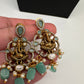 Ganesha Geru Finish Beads Color Stone Necklace - MintGreen