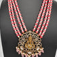Ganesha Geru Finish Beads Color Stone Necklace - Pink