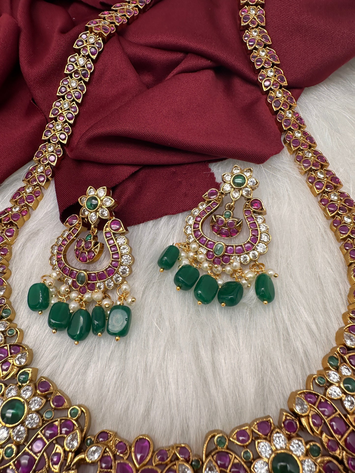 Kemp CZ Pearls Guttapusalu Long Necklace