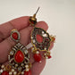 Jhumka Pattern Monilsa Beads Mehendi Finish Color Stone Necklace - Coral