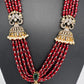 Jhumka Pattern Monilsa Beads Mehendi Finish Color Stone Necklace - Navratan