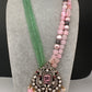 Moissanite Fussion Beads Victorian Finish Color Stone Necklace - MintGreen