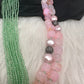 Moissanite Fussion Beads Victorian Finish Color Stone Necklace - MintGreen