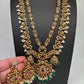 Peacock CZ Matte Rice Pearls Double Layer Long Necklace