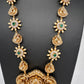 Goddess Lakshmi Matte CZ Green Stone Long Necklace
