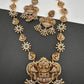 Goddess Lakshmi Matte CZ Green Stone Long Necklace