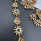Goddess Lakshmi Matte CZ Green Stone Long Necklace
