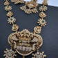 Goddess Lakshmi Matte CZ Green Stone Long Necklace