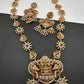 Goddess Lakshmi Matte CZ Green Stone Long Necklace
