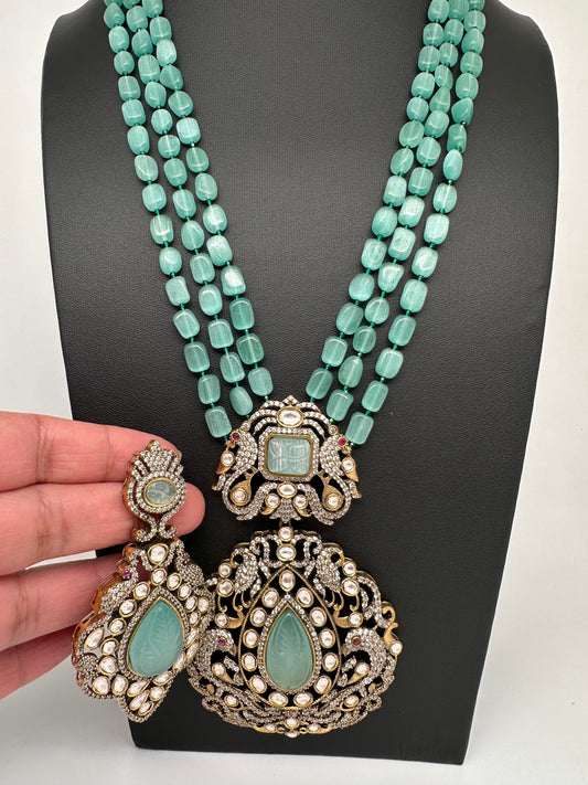 Victorian Moissanite Color Stone Necklace - MintGreen